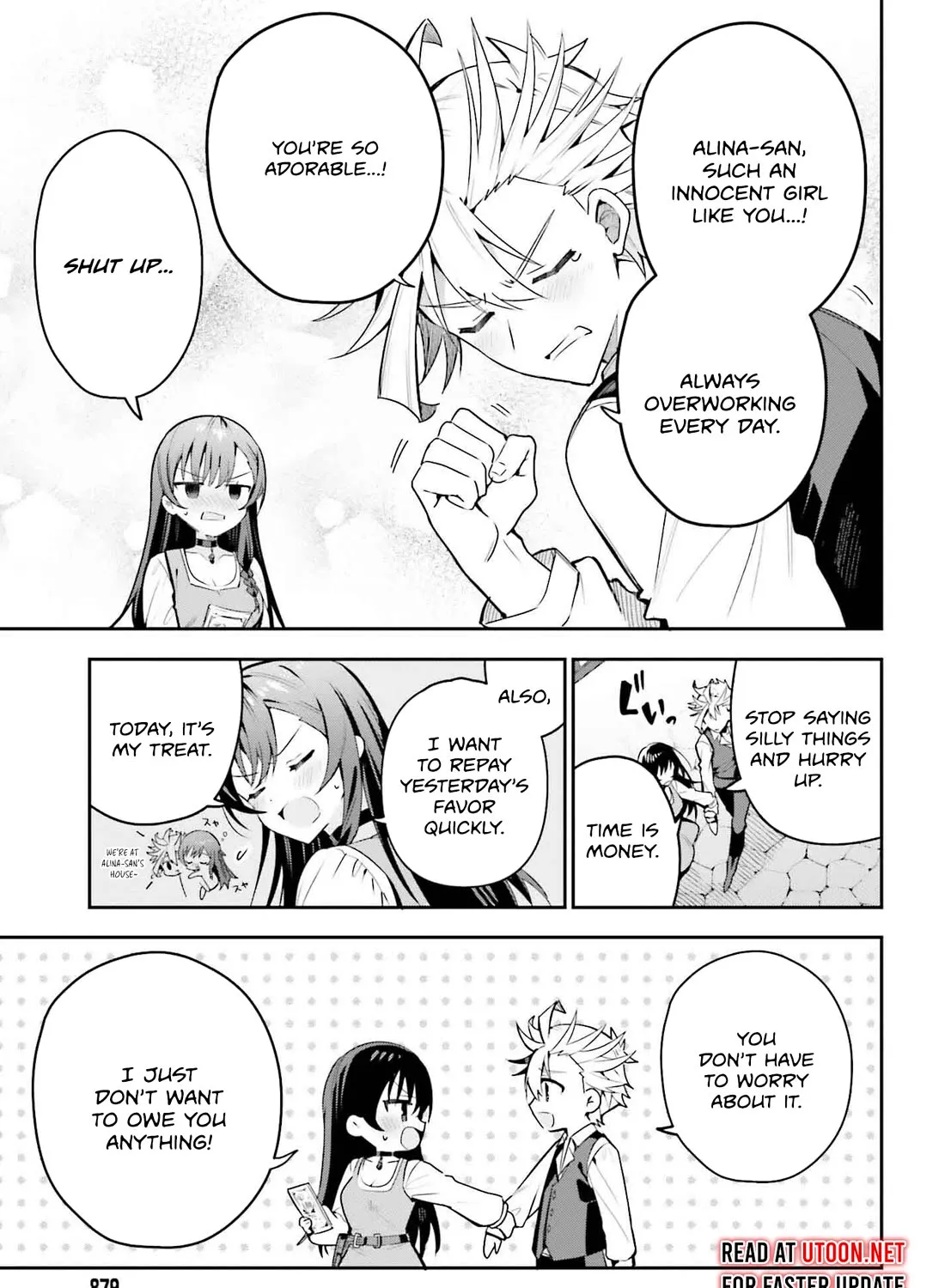 I’m the guild receptionist, but since I don’t want to work overtime, I think I’ll just solo the boss Zinmanga X Chapter 32 Page 9