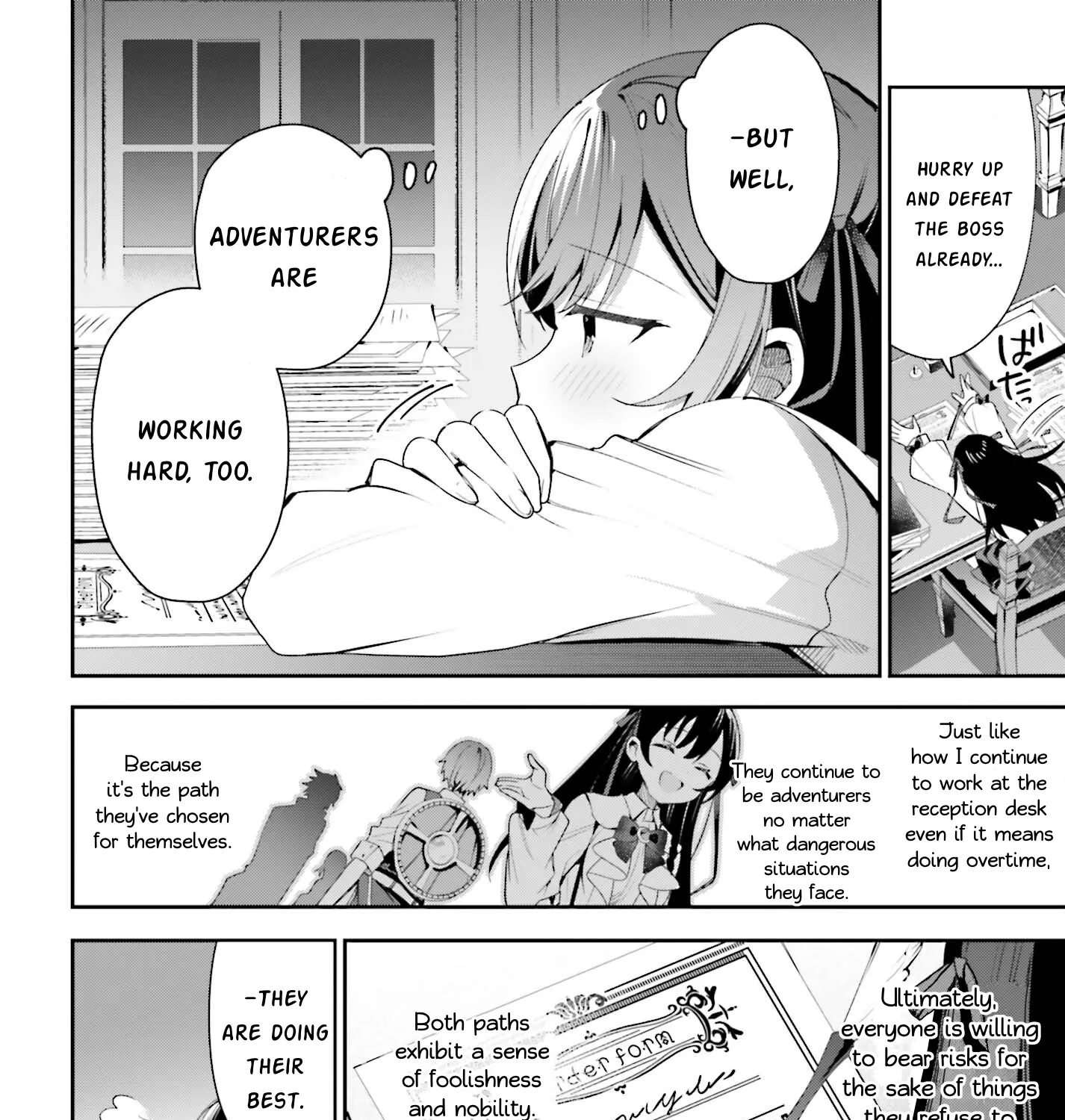 I’m the guild receptionist, but since I don’t want to work overtime, I think I’ll just solo the boss Zinmanga X Chapter 23 Page 37