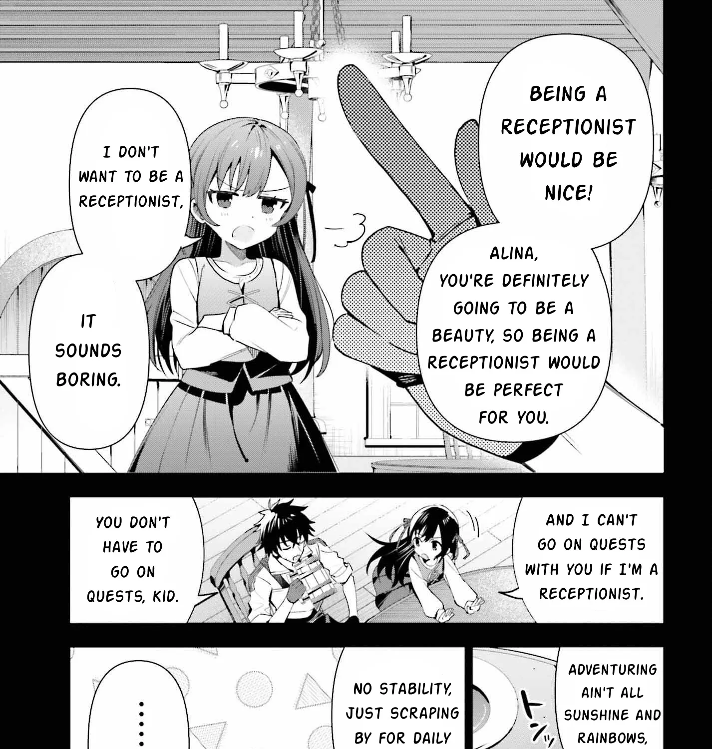 I’m the guild receptionist, but since I don’t want to work overtime, I think I’ll just solo the boss Zinmanga X Chapter 15 Page 13