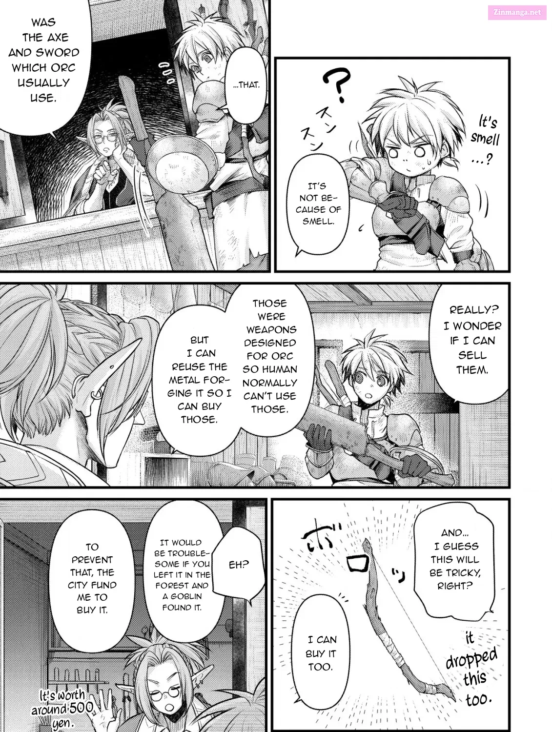 Kikori no Isekai Tan ~Tensei shita Shounen wa, Ono 1-pon de Nariagaru~ Zinmanga X Chapter 5 Page 44