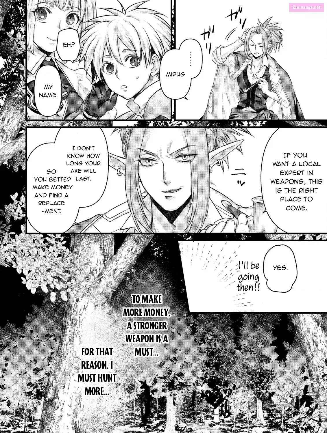 Kikori no Isekai Tan ~Tensei shita Shounen wa, Ono 1-pon de Nariagaru~ Zinmanga X Chapter 4 Page 38