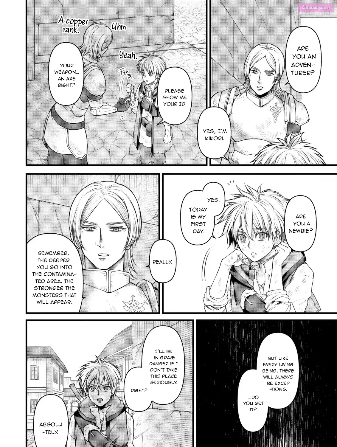 Kikori no Isekai Tan ~Tensei shita Shounen wa, Ono 1-pon de Nariagaru~ Zinmanga X Chapter 1 Page 50