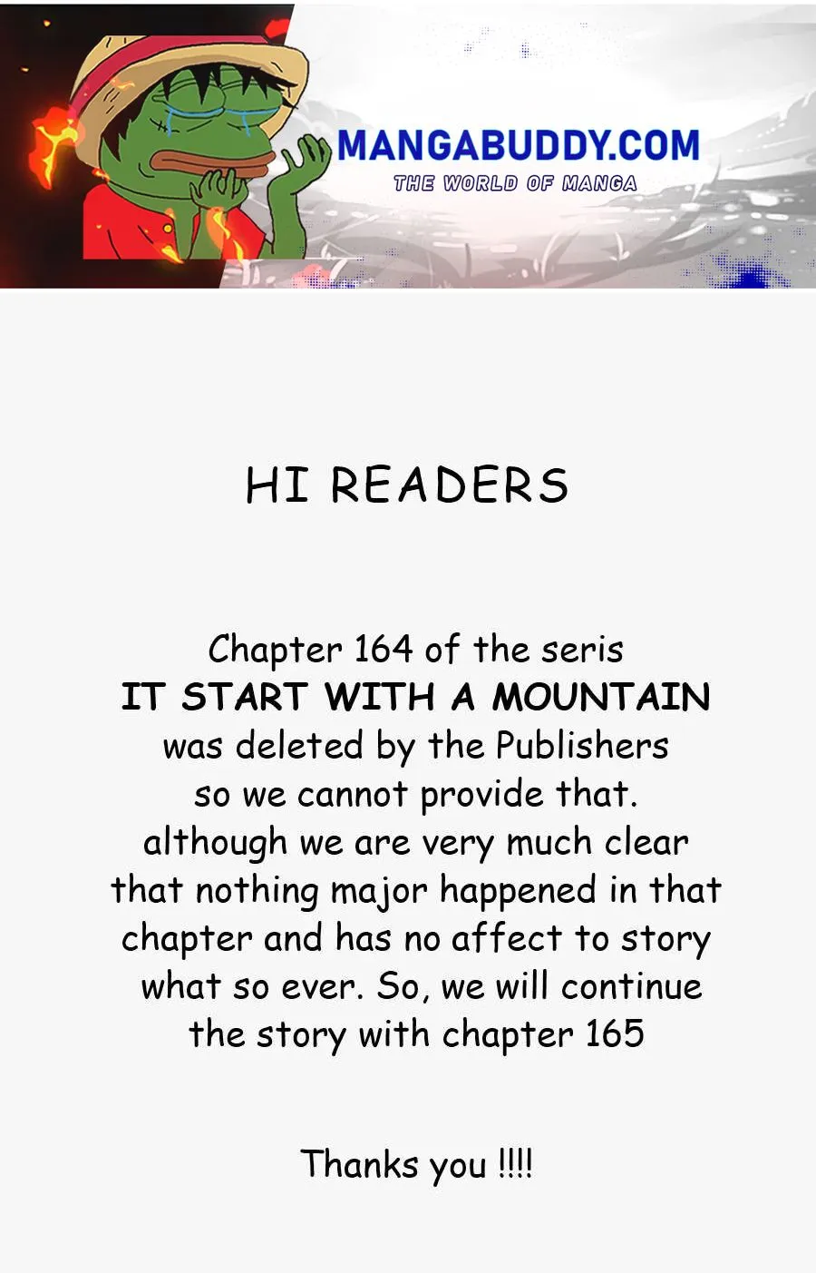 It Starts With A Mountain Zinmanga X Chapter 164 Page 1