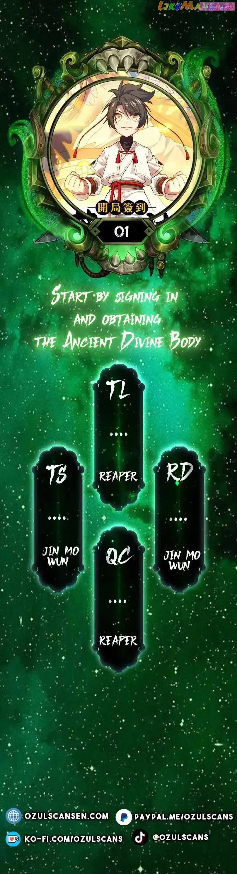 Start By Signing In And Obtaining The Ancient Divine Body Zinmanga X Chapter 1 Page 1